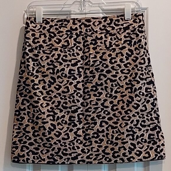 Talbots Leopard Print Lined Straight Mini Skirt Size 2 - Picture 3 of 11